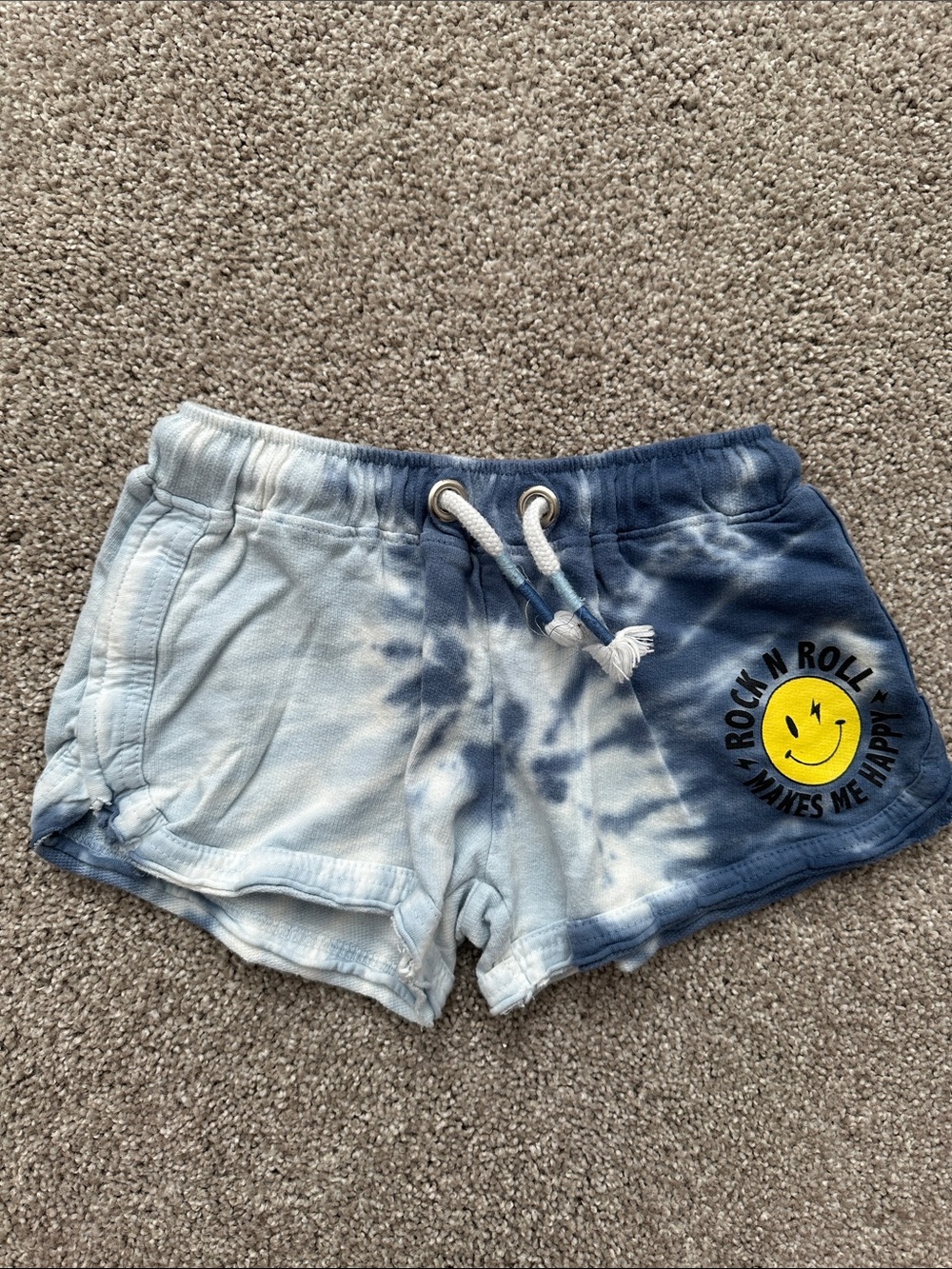 Tie-Dye Blue Smiley Face Lounge Shorts
